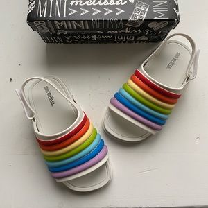 Mini melissa girls rainbow sandals size 10